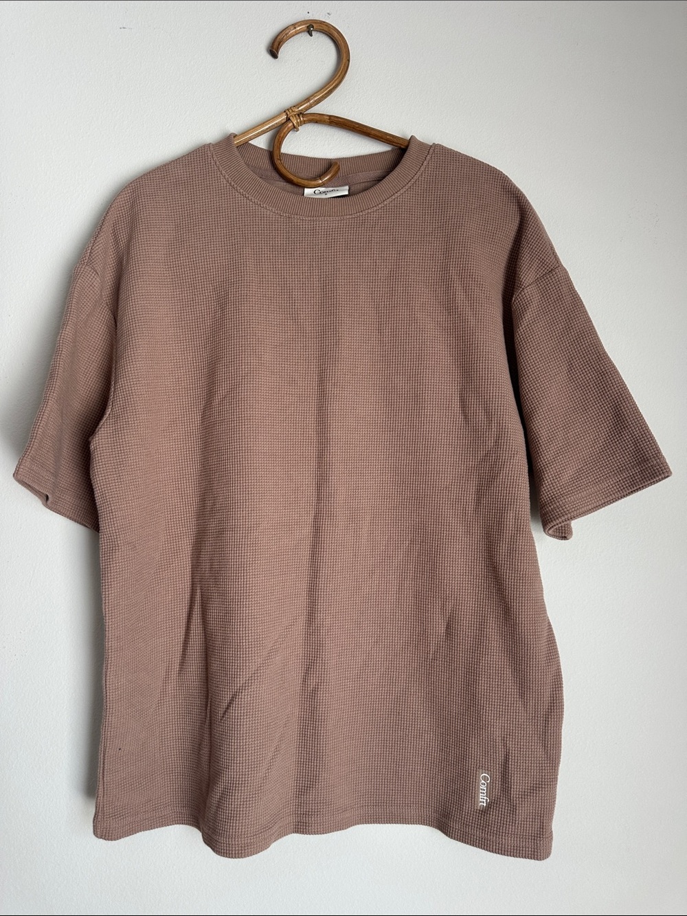 Comfrt Waffle Knit Short Sleeve Tee in Truffle Brown